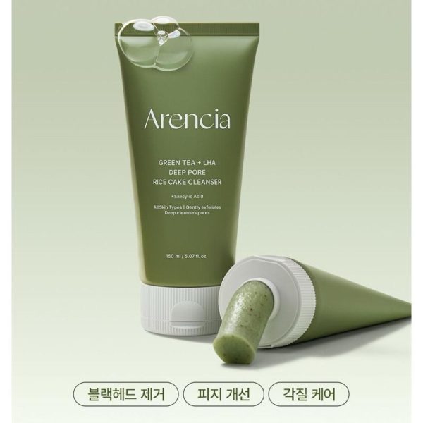 arencia green tea + lha deep pore rice cake cleanser